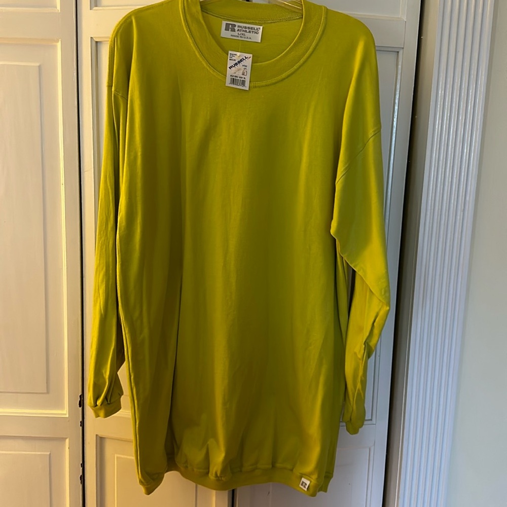 Men’s Russell Athletic Green/Yellow Long Sleeve Tee Shirt(s) NWT
